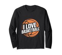 Slogan per Appassionati di Basket I Love Basketball Maglia a Manica
