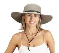 Sloggers - da Donna Intrecciato a Tesa Larga Cappello da Sole con Vento Cordino - Potenza Massima Protezione Solare UPF 50 + Sage 1