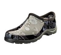 Sloggers Scarpa impermeabile da donna per pioggia e giardino, zoccoli da esterni, realizzati negli Stati Uniti, con soletta comfort premium e supporto per arco plantare, Stampa Floreale Mod Nero, 37.5