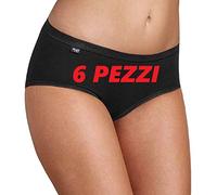 Sloggi 6 Slip Donna Basic Midi Medio Cotone Nero TG. 7