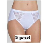 SLOGGI mutandina media in cotone con pizzo CHIC MIDI conf. 2 slip BIANCO