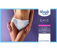 SLOGGI mutandina sgambata in cotone con pizzo CHIC TAI conf. 2 slip BIANCO