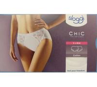 SLOGGI SLIP MUTANDA DONNA PIZZO COTONE - CHIC MIDI - bianco nero Singolo Doppio