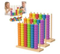 sloiaz Gioco sfida abbinamento colori in legno Puzzle impilabile con anelli arcobaleno dal ritmo frenetico, rompicapo competitivo da tavolo for serate di giochi in famiglia(3pcs)