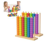 sloiaz Gioco sfida abbinamento colori in legno Puzzle impilabile con anelli arcobaleno dal ritmo frenetico, rompicapo competitivo da tavolo for serate di giochi in famiglia(2pcs)