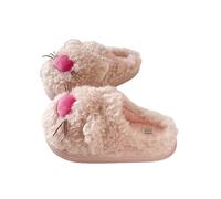 SLOKFV5 Caldo Ciabatte da donna a forma di gatto peloso, comode, calde e divertenti, in peluche, in pelliccia sintetica, con motivo kawaii a forma di animaletto. Casa(Roze,38 EU)