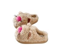 SLOKFV5 Caldo Ciabatte da donna a forma di gatto peloso, comode, calde e divertenti, in peluche, in pelliccia sintetica, con motivo kawaii a forma di animaletto. Casa(Kaki,39 EU)