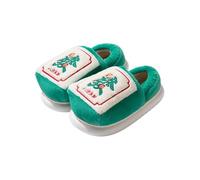 SLOKFV5 Caldo Novità pantofole da casa Mahjong for donne e uomini, divertenti Gong Xi Fa Cai, scarpe invernali morbide e calde in peluche, pantofole pelose uniche for coppie Casa(Groen,36 EU)