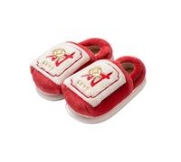 SLOKFV5 Caldo Novità pantofole da casa Mahjong for donne e uomini, divertenti Gong Xi Fa Cai, scarpe invernali morbide e calde in peluche, pantofole pelose uniche for coppie Casa(Rot,41 EU)