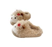 SLOKFV5 Caldo Pantofole da donna a forma di animale, con motivo a pecorelle, comode e calde, in peluche, for interni ed esterni Casa(Apricot,40 EU)
