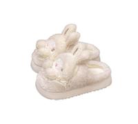 SLOKFV5 Caldo Pantofole da donna in peluche con coniglietto in pizzo, stile kawaii, in cotone, antiscivolo, for interni ed esterni Casa(Wit,38 EU)