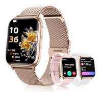 SLOKSFil Smartwatch Donna con Chiamate Bluetooth, 1.83" Fitness Orologio Smartwatch 3 Cinturini Frequenza Cardiaca SpO2 Pressione Sanguigna IP68 Impermeabile Sonno 120+ Modalità Sportive (Oro Rosa)
