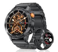 SLOKSFil Smartwatch ET/HRV/SIRI Uomo 1,43" AMOLED con Funzione Chiamata/24H Cardiofrequenzimetro SPO2/50+ Modalità Sport/IP67Impermeabile /Sonno/per iOS Android (Stahlschwarz)