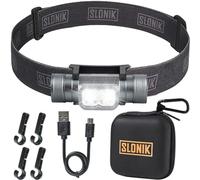 SLONIK - Lampada frontale, 1000 Lumen Ricaricabili con 2 LED Cree, batteria 2200 mAh, leggera, durevole, impermeabile e antipolvere, fascio di luce 182,9 m, attrezzatura da campeggio e trekking