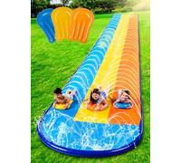 Sloosh 22,5ft/685,8cm Scivolo Triplo con 3 Bodyboard, Scivolo d'Acqua per Prato con irrigatore Esterno per Bambini e Adulti, Giocattolo per divertirsi in Estate