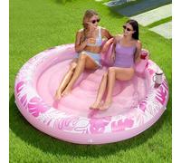 SLOOSH Gonfiabile per piscina abbronzante, 182 x 165 cm, per adulti con cuscino, grande vasca da sole in tessuto di lusso, ideale come regalo per feste-Rosa