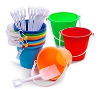 Sloosh Set di secchi plastic 12 secchi per bambini Pale e manici inclusi Giocattoli da spiaggia