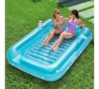 SLOOSH Tanning Pool Sdraio gonfiabile per piscina, 215x 144 cm, grande, per adulti, con cuscino, 4 in 1, vasca abbronzante, lettino prendisole-XL-Blu