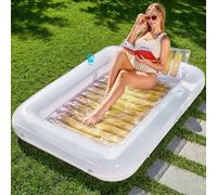SLOOSH Tanning Pool Sdraio gonfiabile per piscina, con cuscino, 4 in 1, vasca abbronzante, lettino prendisole-L-Oro Bianco
