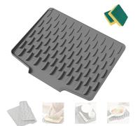 Sloped Silicone Draining Mat, Heat-Resistant & Non-Slip, Multi-Functional Kitchen Protector for Sink, Countertop, Dishwasher Safe & Quick-Dry (Grey)