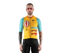 Slopline SLP. Maglia Manica Corta da Ciclismo, Uomo/Donna, Balena nel Blu Dipinto di Blu, Taglia Manica al Vivo/Altamente Traspirante/Confort Totale (IT, Testo, XS, Regular, Regular, Giallo/Azzurro)