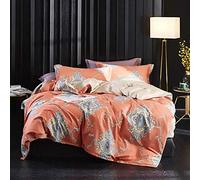 SLOPSS 100% Double Covers Blue Sets King Size Duvet Bedding Set Quilt Cover Long Staple Cotton with Pillowcases (Orange Queen)