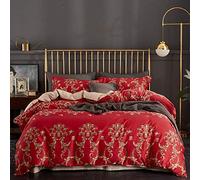 SLOPSS 100% Double Covers Blue Sets King Size Orange Duvet Bedding Set Quilt Cover Long Staple Cotton with Pillowcases (Red Queen)