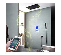 SLOPSS 64 Colori Doccia a LED Musica Doccia Set Nero Set da Doccia da Bagno Cromato Set di rubinetti con Doccia da 580 mm * da 380 mm, Doccia Portatile, Rubinetto della Vasca, valvola Doccia