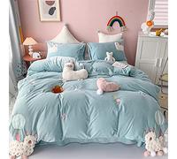 SLOPSS Autumn And Winter Milk Cashmere Three-Dimensional Alpaca Warm Four-Piece Girl Heart Hair Quilt Cover Thick Bedding (Color Size 1.8m) (Blue 5 Piece Suit)