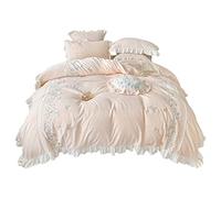 SLOPSS Autumn e Inverno in Stile Princess Calda Velvet Pastorale Ricamo Quattro Pastoral Flower Commoding Spesso Coralvet Wipper (Colore: Stuma da Dimensione: 2m) (Tuta Rosa a 4 Pezzi)