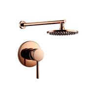 SLOPSS Bagno in Oro Rosa in Ottone Solido per Doccia per Doccia spazzino Set di rubinetti con 8-12 Pollici per Doccia Rotonda Muro di Lussuoso Set di lussuosi Set di Doccia, 10 Pollici (Un tum da 8)