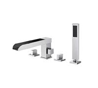 SLOPSS Bath Shower Mixer TACK Mixer BACCHINE TACCHIO con Doccia a Mano Caserfiera Mixer Rubinetto Taglie Tabella Set di Doccia da Bagno Tap Doccia cromata, Quattro Fori, Cromo, Quattro Fori