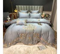 SLOPSS Biancheria Letto da Ricamo King Size TC Set Fogli di Copertura del piumone in Cotone Egiziano (Colore: (Una Taglia Queen 4 Pezzi)