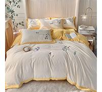 SLOPSS Cartoon Style Autumn And Winter Thick Milk Bed Sheet Four-Piece Cute Bear Cherry Quilt Cover Warm Velvet Bedding (Color A Size 1.5m) (B 4 Piece Suit)