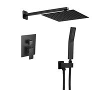 SLOPSS Ceiling Mounted Shower System, Bathroom High Pressure Rain Shower Head with Handheld Combo Set, Shower Faucet Set with Valve And Trim, Chrome,10 Inches.10 Inches-A
