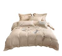 SLOPSS Chinese Long-Staple Four-Piece Set National Style Floral Embroidery Pure Quilt Cover Cotton Bed Linen (Color B Size : (A 1.5m)