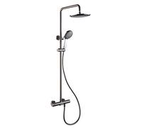 SLOPSS Classica Doccia a Pioggia Termostatico Doccia Set di rubinetti da Doccia Completa Montaggio a Parete Set di Doccia per Mixer a Pioggia in Ottone con beccuccio di Vasca a Cascata, Doccia