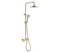 SLOPSS Classica Doccia a Pioggia Termostatico Doccia Set di rubinetti da Doccia Completa Montaggio a Parete Set di Doccia per Mixer a Pioggia in Ottone con beccuccio di Vasca a Cascata, Doccia