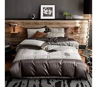 SLOPSS Cotton Bedding Full Luxury Twin Duvet Covers Set is Soft Silky Smooth Quilt Cover Sets Bed Flat Sheet (Color B Size : Double) (D King)