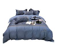 SLOPSS Cotton Brushed Embroidery Four-Piece Digital Printing Quilt Cover Sheet Thick Bedding (Color Size : (Blue 2m)