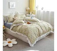 SLOPSS Cotton Vintage Small Flower Pattern Bedding Lace Duvet Set for Girls Quilt Cover Sheet Pillow Shams all Season 8m Bed-2 (Color (2)