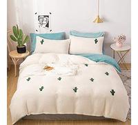 SLOPSS Covers Bed White Pink Bedding Duvet Set Winter Quilt Cover Sets Soft Warm Fleece Flannel Single Twin King Double Size Tee (B Queen)
