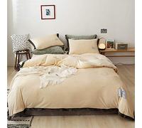 SLOPSS Covers Pink Winter Bedding Duvet Set Quilt Cover Sets Flat Sheet Soft Warm Flannel Twin Double Size (Beige King)