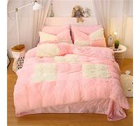 SLOPSS Covers with Fitted Bedding Double Size Duvet Twin Set Quilt Cover Sets Flat Sheet Fleece Warm (D King)