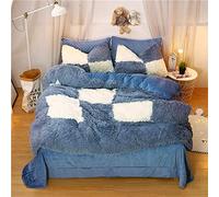 SLOPSS Covers with Fitted Bedding Double Size Duvet Twin Set Quilt Cover Sets Flat Sheet Fleece Warm (C King)