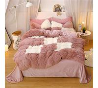 SLOPSS Covers with Fitted Bedding King Double Size Duvet Twin Set Quilt Cover Sets Flat Sheet Fleece Warm (B Queen)