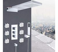SLOPSS Cromose rubinetti Doccia termostatici Impostare la Doccia a Cascata piovana 6pcs getti Spa a 4 Vie Mixer termostatico tocchetto da Bagno Kit Doccia