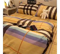 SLOPSS Cute Korean Cartoon Bear Head Ins Washed Cotton Four- Piece Set Sheet Quilt Cover Dorm Bedding 8m Bed (Color (1)
