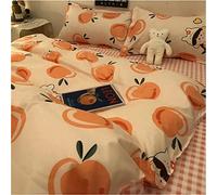SLOPSS Cute Korean Cartoon Bear Head Ins Washed Cotton Four- Piece Set Sheet Quilt Cover Dorm Bedding 8m Bed (Color (7)