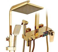 SLOPSS Doccia, Rubinetto per la Doccia con Display a Temperatura, Attrezzatura da Doccia in Ottone a Parete con soffione Doccia da 9 "a Pioggia+3 funzioni soffitto Portatile+Becco di